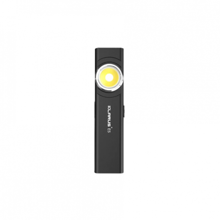 Lanterne - Lanterna EDC Klarus E5, 600 lm, baza magnetica, clips, incarcare USB-C, EDC, dublu LED pentru apropiere si distanta, negru