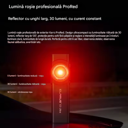 Lanterna EDC Klarus E5 Ultra, 800 lumeni, 3 surse de lumina, acumulator 1400mAh, USB-C, magnet, clema, negru, IPX4 [10]