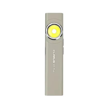 Iluminat - Lanterna EDC Klarus E5 Plus, 650 lumeni, 3 culori de lumina, dual switch, USB-C, acumulator 500mAh, baza magnetica, gri, IPX4