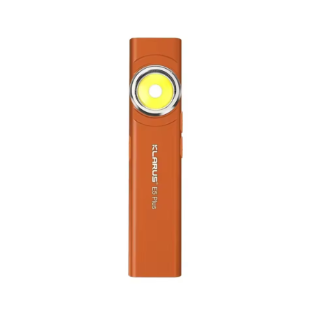 Iluminat - Lanterna EDC Klarus E5 Plus, 650 lumeni, 3 culori de lumina, dual switch, USB-C, acumulator 500mAh, baza magnetica, portocaliu, IPX4