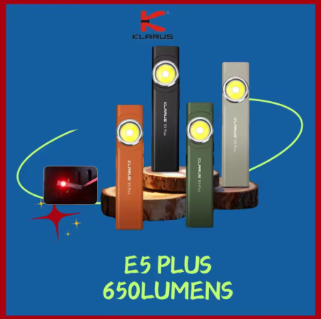 Lanterna EDC Klarus E5 Plus, 650 lumeni, 3 culori de lumina, dual switch, USB-C, acumulator 500mAh, baza magnetica, verde, IPX4 [12]