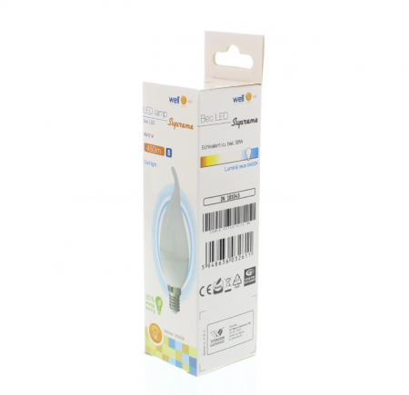 Bec cu led lumanare E14 6W230V lumina rece Well LEDLC-C376E14/FL-WL [1]