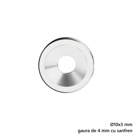 Magnet neodim 10x3 mm, gaura de 4 mm cu sanfren, disc, N35 [1]
