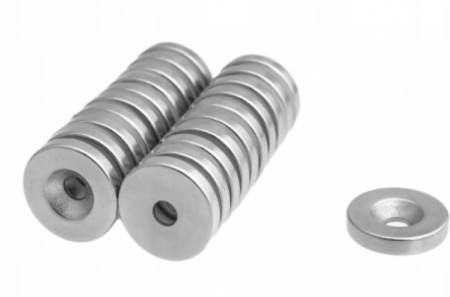Magnet neodim 15x5 mm, gaura de 4 mm cu sanfren, disc, N35 [2]