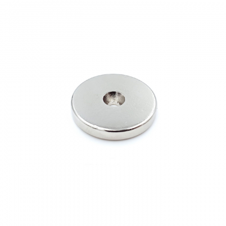 Magneti - Magnet neodim 25x5 mm, gaura de 5 mm cu sanfren, disc, N35