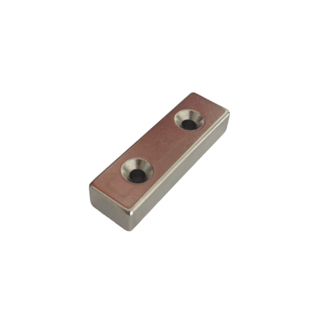 Hobby si gadgeturi - Magnet neodim 50x15x10 mm, 2 x gaura de 4.2 mm cu sanfren, dreptunghiular, argintiu, N35