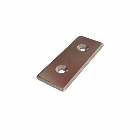 Hobby si gadgeturi - Magnet neodim 50x20x3 mm, 2 x gaura de 4 mm cu sanfren, dreptunghiular, argintiu, N35