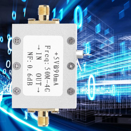 Amplificator RF LNA, ultra low noise, 50MHz-4 GHz, 18 dB gain, alimentare 5V, 50Ω [3]