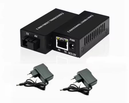 Mini media converter Gigabit Ethernet – fibra optica SC/UPC, Single Mode, 10/100/1000 Mbps, 3 km, DC 5–12V [2]