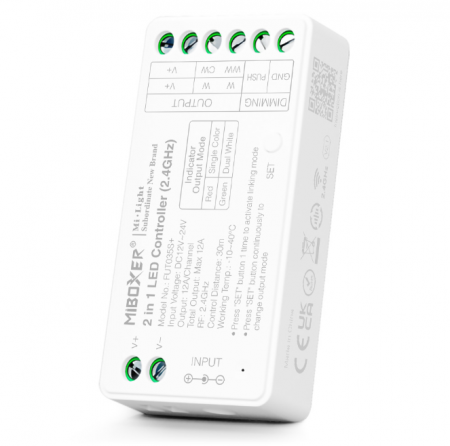 Controllere - Controller Dimmer Led Monocolor/Dual White, RF 2.4Ghz, 12-24VDC MiBoxer FUT035S+