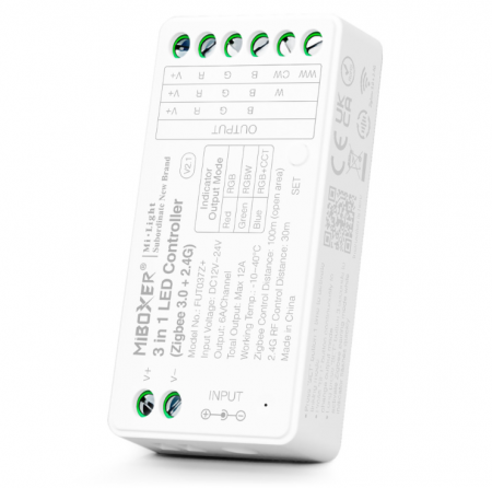 Controllere - Controller Dimmer Led RGB/RGBW/RGBCCT, Zigbee 3.0+ 2.4Ghz, 12-24VDC MiBoxer FUT037Z+