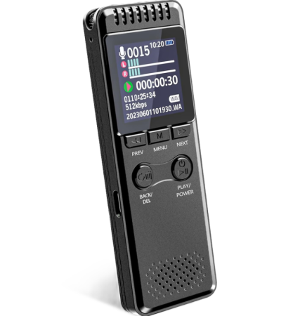 Reportofoane - Reportofon digital 64GB cu ecran 1.44 inch, inregistrare MP3/WAV, USB-C, carcasa aluminiu