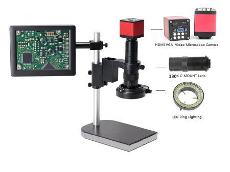 Microscop digital 130x, display 10" 1080p, suport reglabil si lampa LED [2]