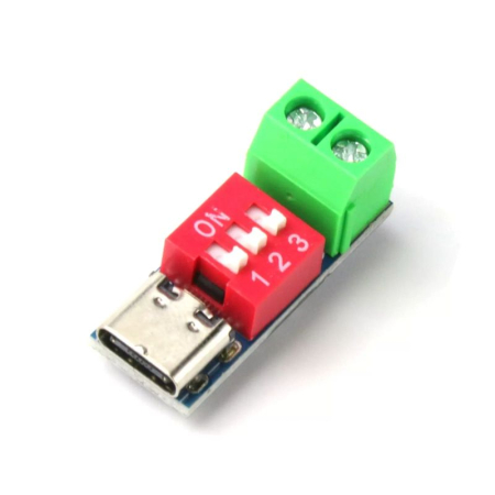 Arduino - Placa USB-C PD Trigger, selectie tensiune 5-20V, comutator DIP si borne cu surub (OKYNL0103)