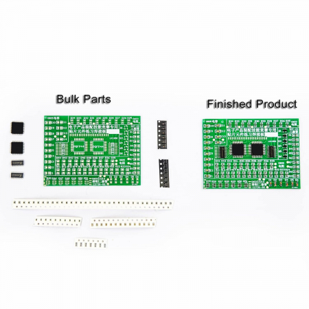 Kit practica lipire SMD, Placa PCB antrenament cu 82 componente, rezistente, condensatori, diode, tranzistori, circuite integrate, 80x59mm [3]