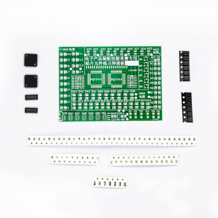 Kit practica lipire SMD, Placa PCB antrenament cu 82 componente, rezistente, condensatori, diode, tranzistori, circuite integrate, 80x59mm [2]