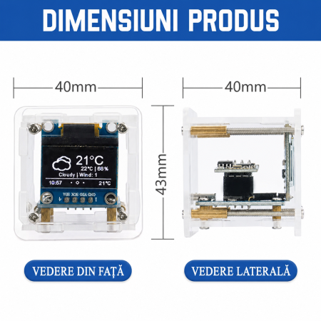 Kit DIY ceas meteo Wi-Fi ESP8266 cu afisaj OLED 0.96 inch, 5V (TJ-56-654) [3]