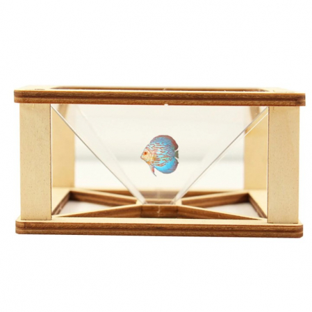 Kit-uri DIY - Kit proiector holograma 3D tip piramida, compatibil telefon si tableta, cadru lemn, efect vizual 360°