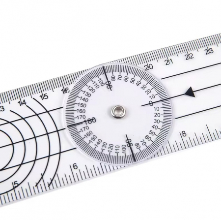 Goniometru rotativ 360°, rigla 0-360 mm, PVC, masurare unghiuri medical, tehnic, DIY [3]