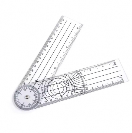 Unelte si aparate de masura - Goniometru rotativ 360°, rigla 0-360 mm, PVC, masurare unghiuri medical, tehnic, DIY