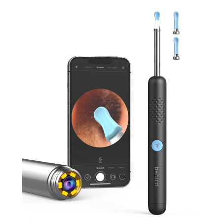 Aparat curatare urechi Bebird R1 Negru pentru adulti si copii, camera HD, WiFi R1Black [3]
