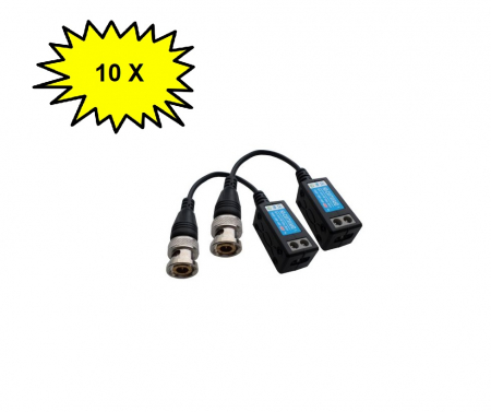 Video balun - Pachet 10 x set videobalun HD-CVI/TVI/AHD/CVBS ( 5MP )