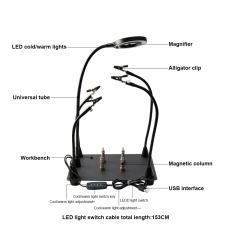 Platforma de lucru pentru electronica cu lupa si clesti prindere BST-168L [1]