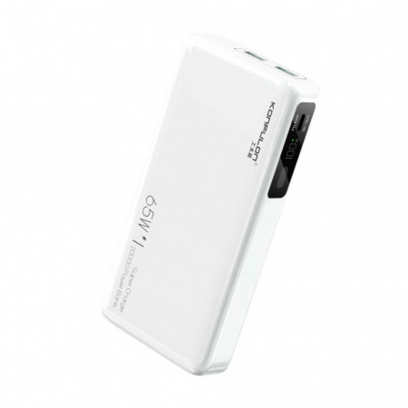 Powerbank - Acumulator extern 20000 mAh alb Konfulon A25Q-W, 2 iesiri USB + 1 iesire Type C, 65W Fast Charge PD
