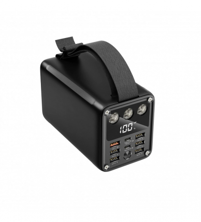 Powerbank - Acumulator extern 60000 mAh Konfulon A28Q cu lanterna, 22.5W, 6 iesiri USB + 1 Type C, QuickCharge 3.0