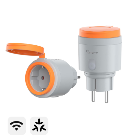 Relee WiFi - Priza smart Sonoff S61STPF WiFi 16A, pentru exterior IP44, compatibila Matter, Wi-Fi si eWeLink (S61STPF-PM-O)