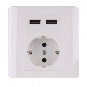 Accesorii telefoane - Priza ST cu alimentare 5V-2.1A 2xUSB, alb