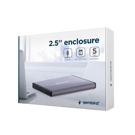 Rack extern Gembird 2.5” SATA, USB 3.0, carcasa aluminiu gri, 5 Gbps, EE2-U3S-3-LG [1]