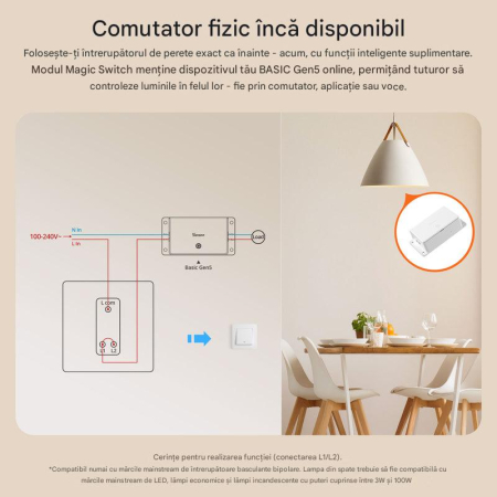 Smart Switch SONOFF Basic Gen5,  Matter over WiFi, 100-240V AC, 10A, 1CH, releu inteligent, compatibil Apple Home Google Alexa, BASIC-1GS [5]