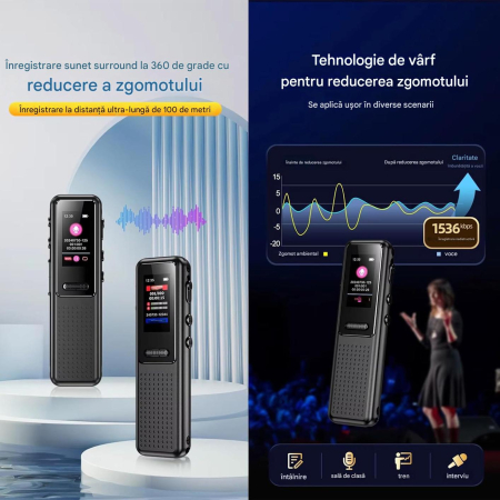 Reportofon digital ZD39 32GB cu ecran 0.96 inch, inregistrare MP3/WAV, USB-C, autonomie 23h [4]