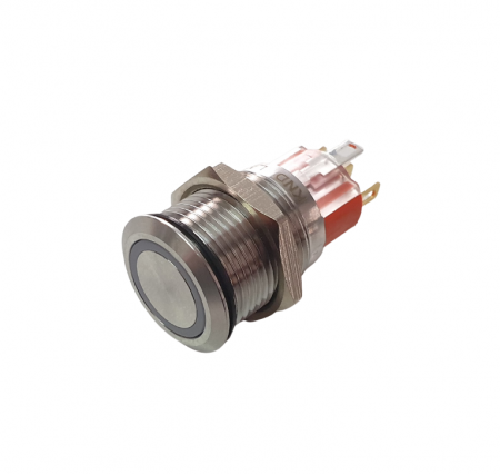 Intrerupatoare si comutatoare de circuit - Buton SPDT fara retinere cu led 24V rosu 19mm OFF-(ON)