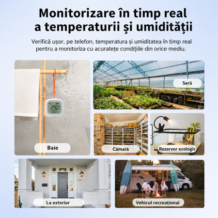 Senzor smart SONOFF temperatura si umiditate Zigbee 3.0 cu ecran LCD 2.2 inch si protectie IP65 pentru monitorizare ambientala (SNZB-02WD) [9]