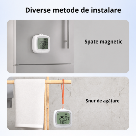 Senzor smart SONOFF temperatura si umiditate Zigbee 3.0 cu ecran LCD 2.2 inch si protectie IP65 pentru monitorizare ambientala (SNZB-02WD) [4]