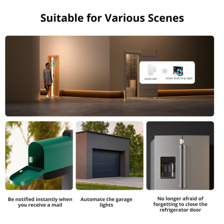 Senzor Zigbee usa/fereastra SONOFF, SNZB-04P, detectie deschidere/inchidere, tamper alert, compatibil eWeLink si hub-uri Zigbee 3.0 [3]