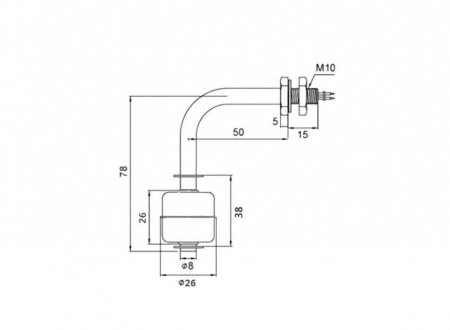 SENZOR NIVEL LICHID CU PLUTITOR INOX Ø 10 LA 90° [1]