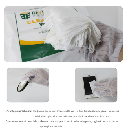 Set 100 lavete/servetele antistatice din microfibra, BST-9005, fara scame, pentru curatare ecrane, telefoane si placi electronice [1]