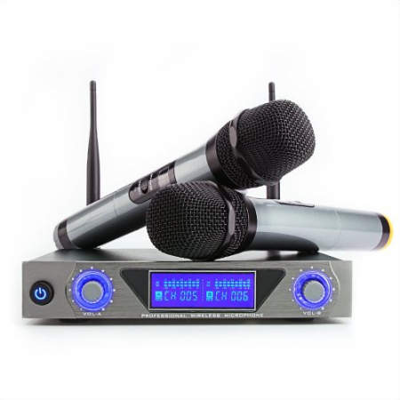 Microfoane - Set microfon UHF cu 2 canale, 2 x microfon de mana si receptor, WF-759