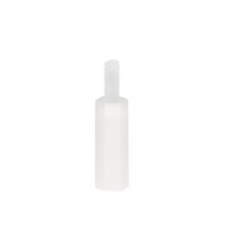 Suruburi, dibluri si accesorii uz general - Set 20 distantiere hexagonali nylon M2.5, 15+6mm, alb, izolatori, pentru PCB si electronica