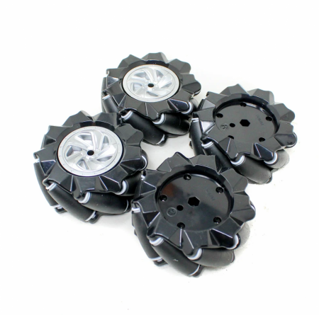 Robotica - Set 4 roti Mecanum, negre, de 80 mm, cuplaj 6.7mm