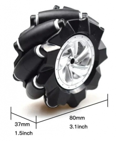 Set 4 roti Mecanum, negre, de 80 mm, cuplaj 6.7mm [2]