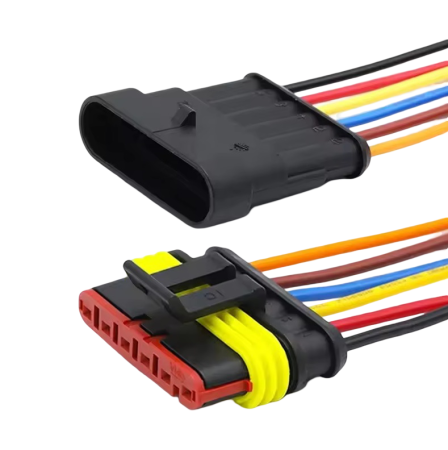 Conectica - Set conector auto ermetic 6 pini, superseal, mufa tata-mama cu fire pentru instalatii electrice auto (OKN428-11-6)