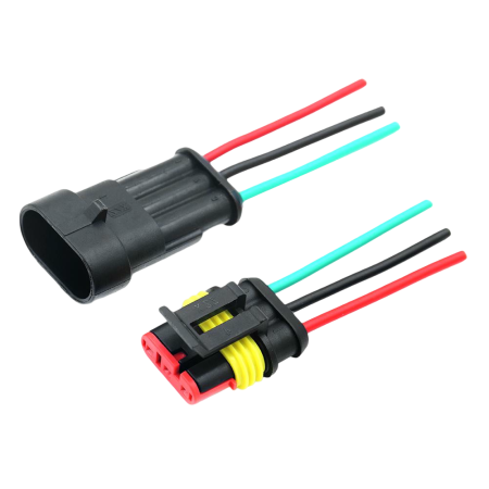 Conectica - Set conector auto etans 3 pini, superseal, 12V/24V, mufa tata-mama cu fire pentru instalatii auto (OKN428-11-3)