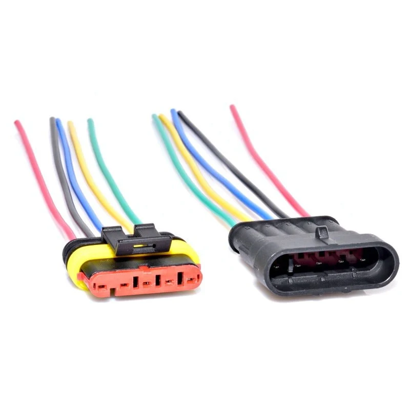 Conectica - Set conector auto etans 5 pini, superseal, 12V/24V, mufa tata-mama cu fire (OKN428-11-5)