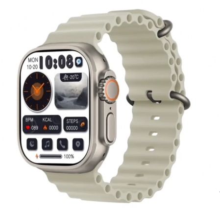 Smartwatch - Ceas smartwatch sport, rezistent la apa, pasi, notificari, ecran 2.1", apelare Bluetooth, monitorizare somn, argintiu JS8 PRO MAX