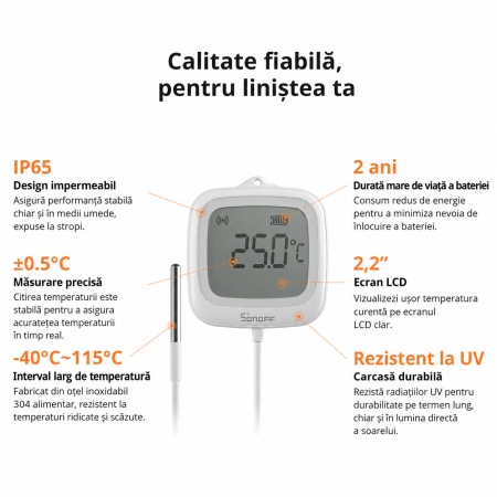 Termometru smart SONOFF cu sonda externa 1.5 m, Zigbee 3.0, ecran LCD 2.2 inch, protectie IP65, pentru lichide, frigidere si spatii inchise (SNZB-02LD) [5]