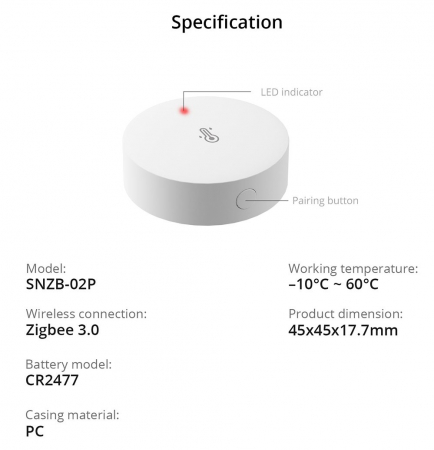 Senzor de temperatura si umiditate SONOFF Zigbee SNZB-02P [4]